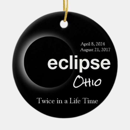 Total Solar Eclipse 2017 2024 _ Ohio Ceramic Ornament