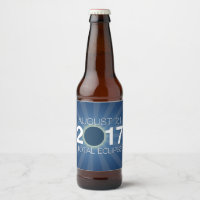 Total Solar Eclipse 2017 - Blue Design Beer Bottle Label