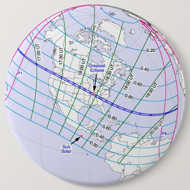 Total Solar Eclipse 2017 Global Path Button (Front)
