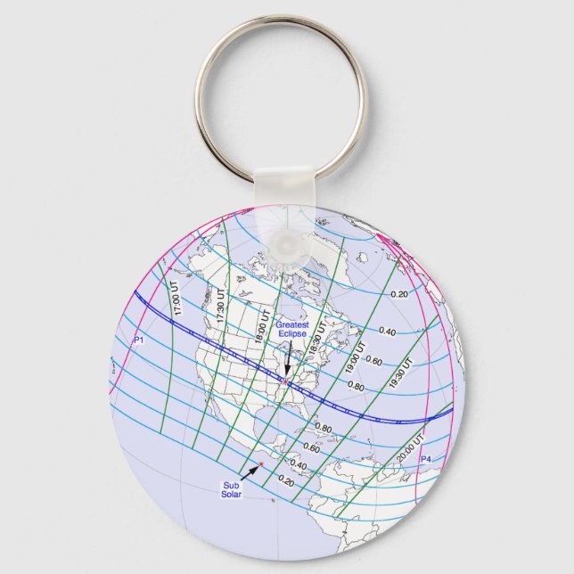 Total Solar Eclipse 2017 Global Path Keychain (Front)