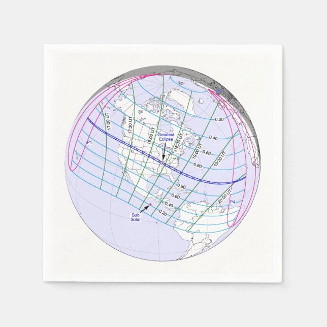 Total Solar Eclipse 2017 Global Path Napkins (Front)