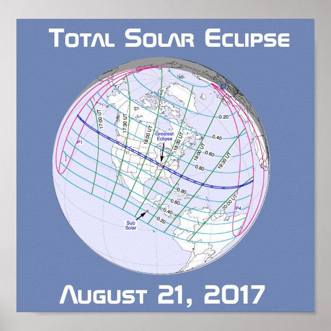 Total Solar Eclipse 2017 Global Path Poster (Front)