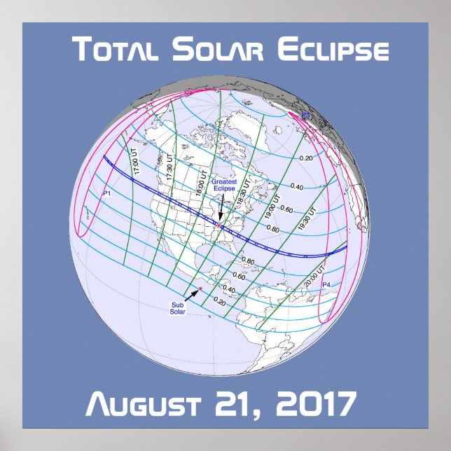Total Solar Eclipse 2017 Global Path Poster (Front)