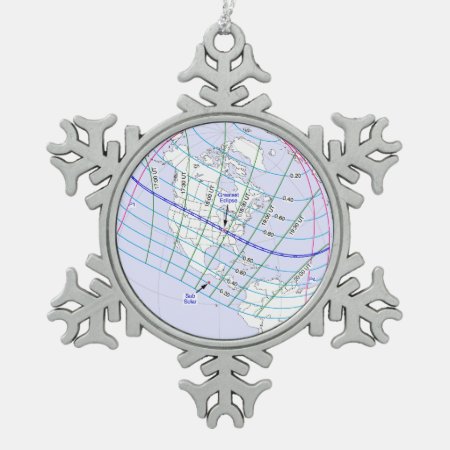 Total Solar Eclipse 2017 Global Path Snowflake Pewter Christmas Orname