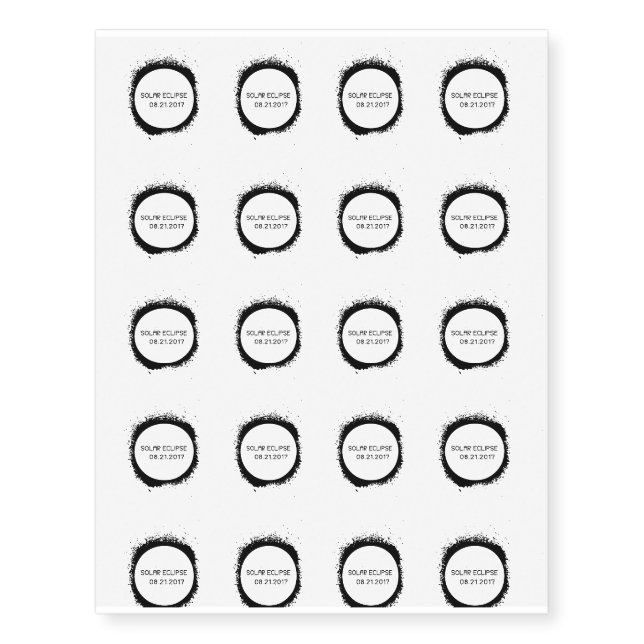 Total Solar Eclipse 2017 Sun Temporary Tattoos (Front)