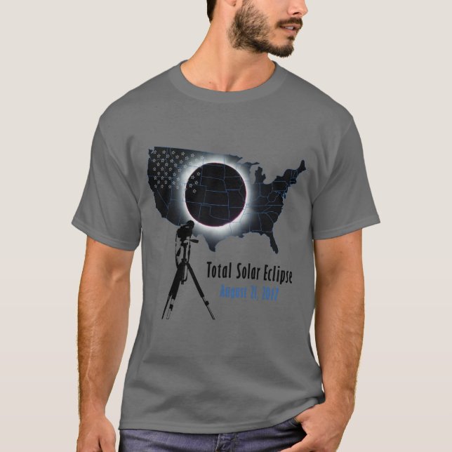 Total Solar Eclipse 2017 with transparent USA map T-Shirt (Front)