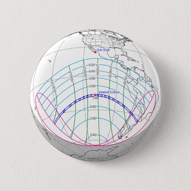 Total Solar Eclipse 2019 Global Path Button (Front)