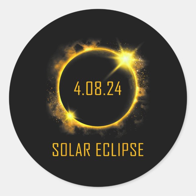 Total Solar Eclipse 2024 April 04.08.24  Classic Round Sticker (Front)