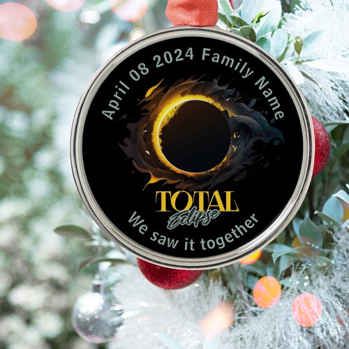  Total Solar Eclipse 2024 April 8 Keepsake Gift Metal Ornament