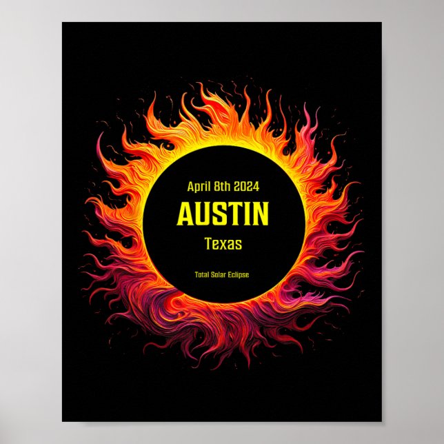 Total Solar Eclipse 2024 Austin Texas  Poster (Front)