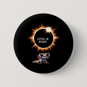 Total Solar Eclipse 2024 Axolotl In Astronomy Glas Button