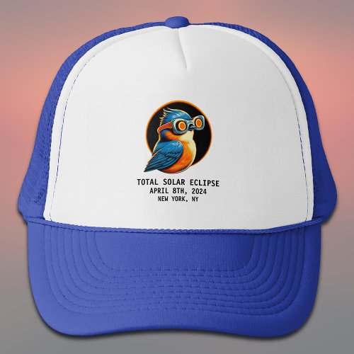 Total Solar Eclipse 2024 Bluebird Custom City Trucker Hat