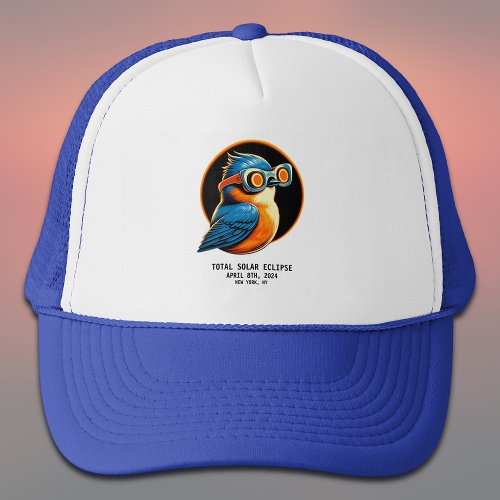 Total Solar Eclipse 2024 Bluebird Custom City Trucker Hat