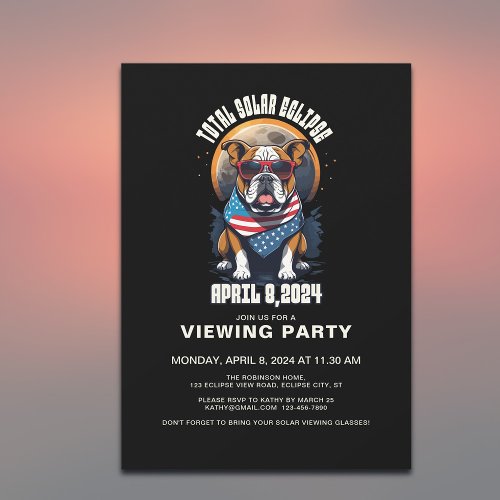 Total Solar Eclipse 2024 Bulldog USA Viewing Party Invitation