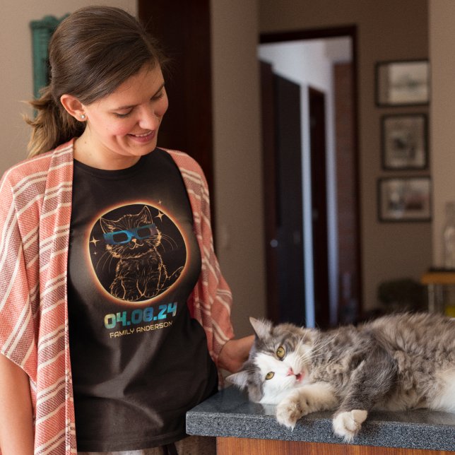 Total Solar Eclipse 2024 Cat Solar Eclipse Glasses T-Shirt (Creator Uploaded)