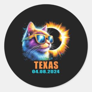 Total Solar Eclipse 2024 Cat Solar Eclipse Gles Classic Round Sticker