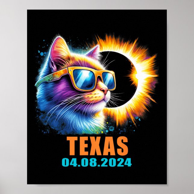 Total Solar Eclipse 2024 Cat Solar Eclipse Gles  Poster (Front)