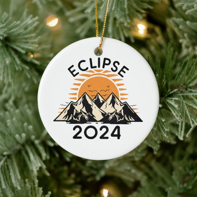 Total Solar Eclipse 2024 Ceramic Ornament (Tree)
