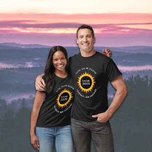 Total Solar Eclipse 2024 Custom City New Hampshire T-Shirt