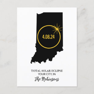 Total Solar Eclipse 2024 Custom Name, City Indiana Postcard