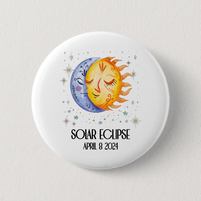 Total Solar Eclipse 2024 Cute Solar Eclipse Kids  Button (Front)