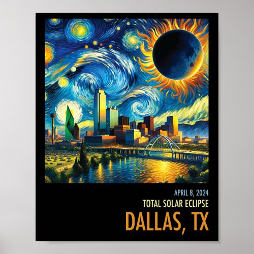 Total Solar Eclipse 2024 Dallas  Poster