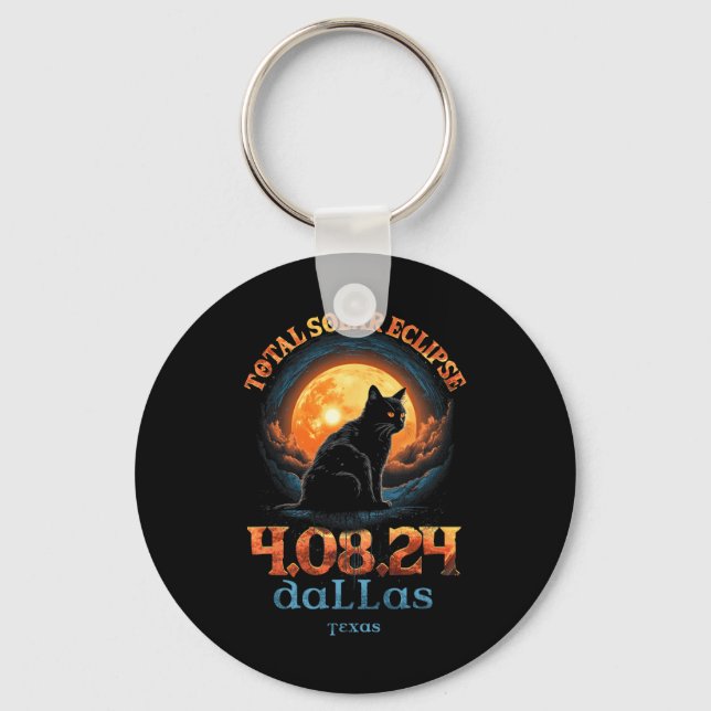 Total Solar Eclipse 2024 Dallas Texas  Keychain (Front)