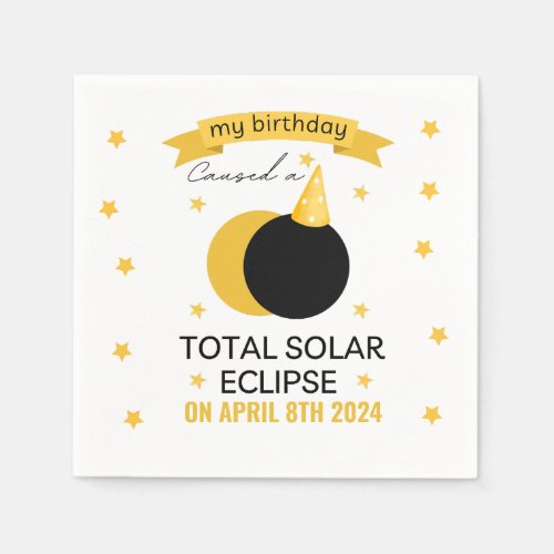 total solar eclipse 2024 funny birthday 4_8_2024 napkins