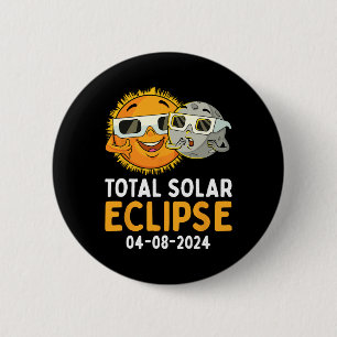 Total Solar Eclipse 2024 Glasses Fun Sun Moon Kids Button