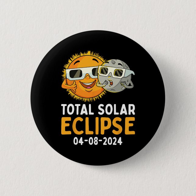 Total Solar Eclipse 2024 Glasses Fun Sun Moon Kids Button (Front)