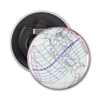 Total Solar Eclipse 2024 Global Path Bottle Opener by GigaPacket at Zazzle