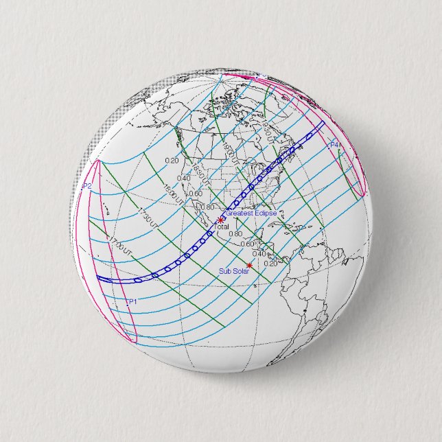 Total Solar Eclipse 2024 Global Path Button (Front)