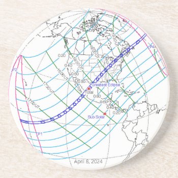 Total Solar Eclipse 2024 Global Path Coaster by GigaPacket at Zazzle