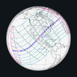 Total Solar Eclipse 2024 Global Path Magnet<br><div class="desc">Path of the total solar eclipse of April 8, 2024 represented on a global map from NASA that shows the times of the transit and the point of greatest eclipse. Note that the narrow path of totality for North America begins on the Pacific border of Mexico and travels Northeast through...</div>