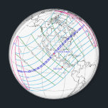 Total Solar Eclipse 2024 Global Path Magnet<br><div class="desc">Path of the total solar eclipse of April 8, 2024 represented on a global map from NASA that shows the times of the transit and the point of greatest eclipse. Note that the narrow path of totality for North America begins on the Pacific border of Mexico and travels Northeast through...</div>