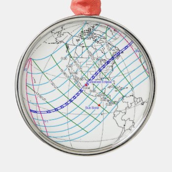 Total Solar Eclipse 2024 Global Path Metal Ornament by GigaPacket at Zazzle