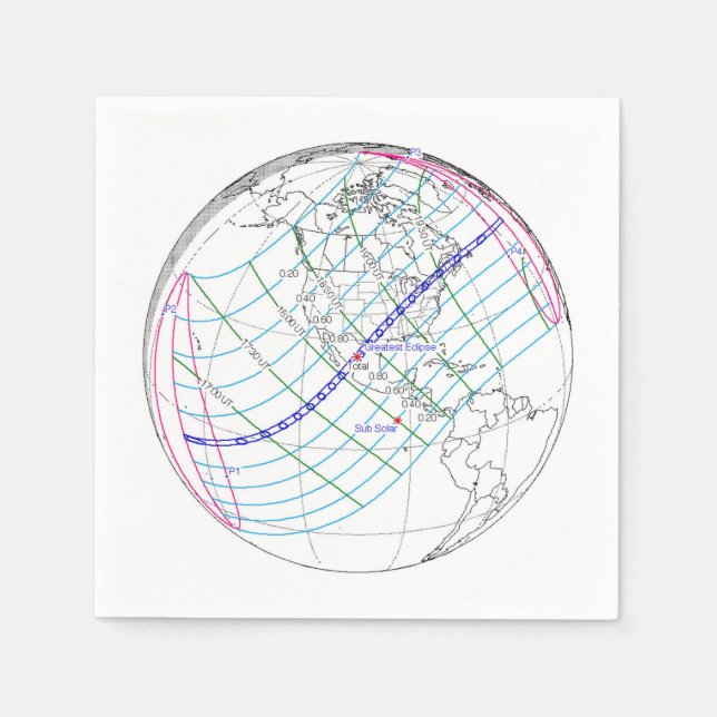 Total Solar Eclipse 2024 Global Path Napkins (Front)