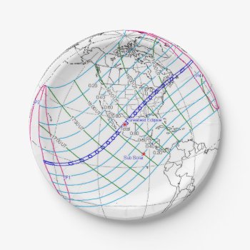 Total Solar Eclipse 2024 Global Path Paper Plates by GigaPacket at Zazzle