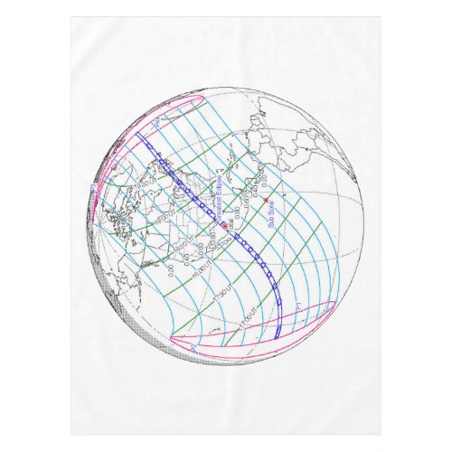 Total Solar Eclipse 2024 Global Path Tablecloth