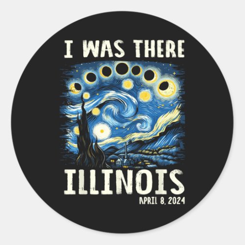 Total Solar Eclipse 2024 Illinois _ Starry Night P Classic Round Sticker