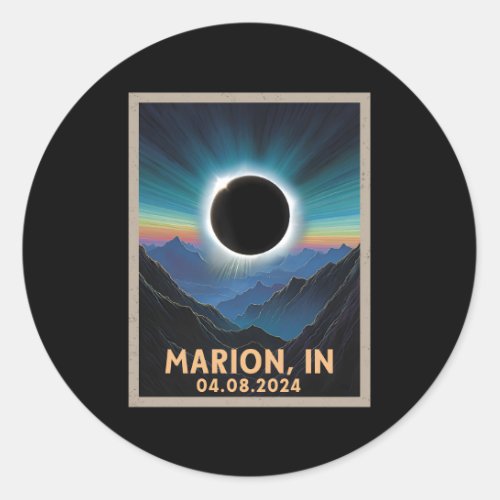 Total Solar Eclipse 2024 Marion Indiana Classic Round Sticker