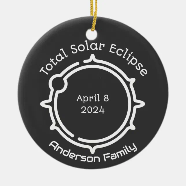 Total Solar Eclipse 2024 Modern Minimal Black Ceramic Ornament Zazzle