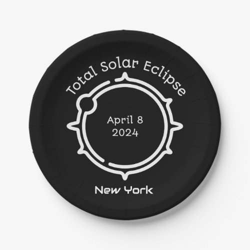 Total Solar Eclipse 2024 Modern Minimal Black  Paper Plates