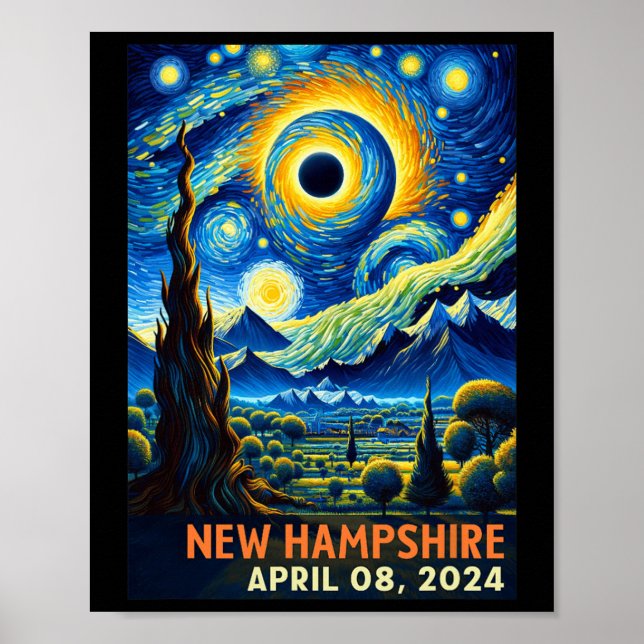 Total Solar Eclipse 2024 New Hampshire Starry Nigh Poster (Front)