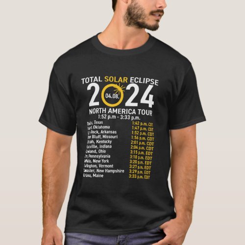 Total Solar Eclipse 2024 North America Tour Long S T_Shirt