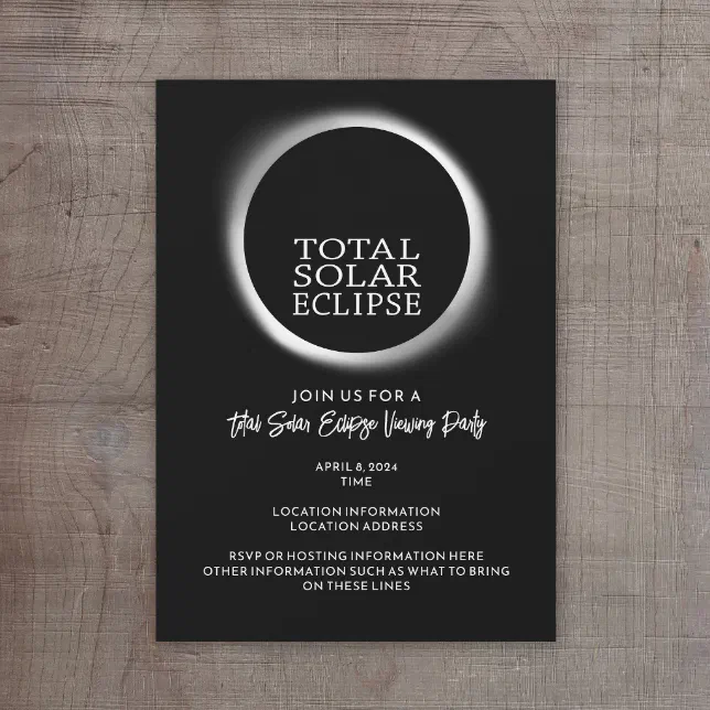 Total Solar Eclipse 2024 or custom date Invitation Zazzle