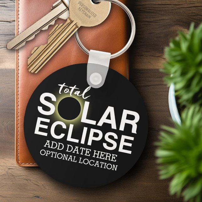 Total Solar Eclipse - 2024 or custom date Keychain (Personalized Keychain - Solar Eclipse)
