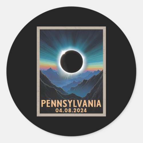 Total Solar Eclipse 2024 Pennsylvania Classic Round Sticker