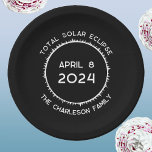 Total Solar Eclipse 2024 Personalized  Paper Plates<br><div class="desc">Celebrate the Total Solar Eclipse on April 8th,  2024 with this personalized design.  Change the family name and any of the text to customize.</div>