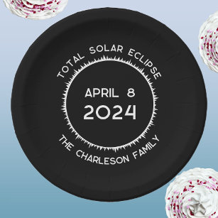Total Solar Eclipse 2024 Personalized  Paper Plates